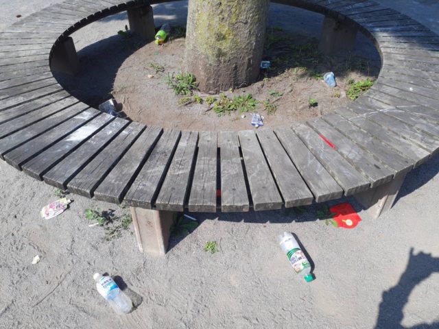 ゴミが散乱する公園の様子１
